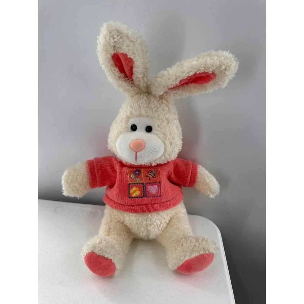 Vintage JCPenney Chosun Plush Bunny Toy Pink Sweater‎ Embroidered Easter Animal